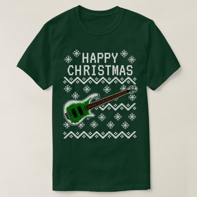 Camiseta Bass Guitar Navidades feos Battend Músico 2 (Diseño del anverso)