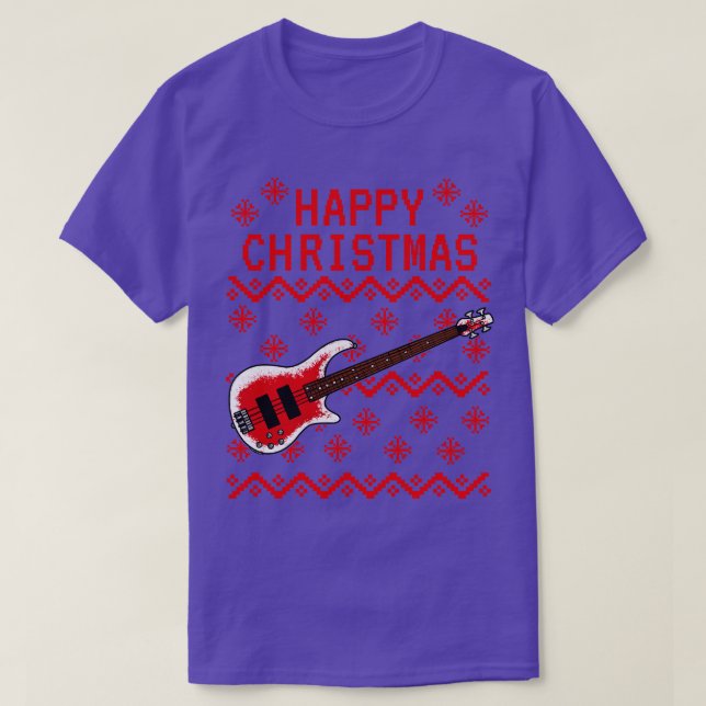 Camiseta Bass Guitar Navidades feos y música barata (Diseño del anverso)