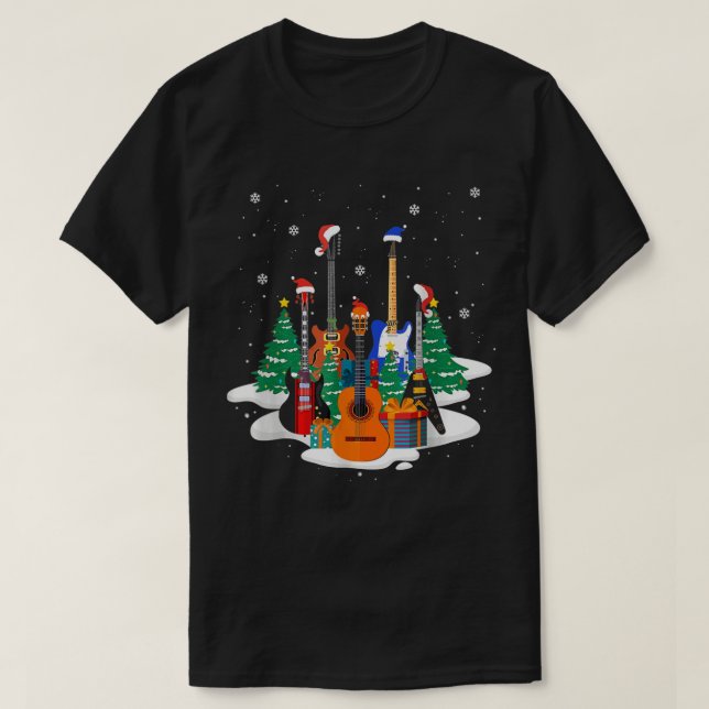Camiseta Bass Guitar Santa Hat Guitar Lover Música Navidad (Diseño del anverso)