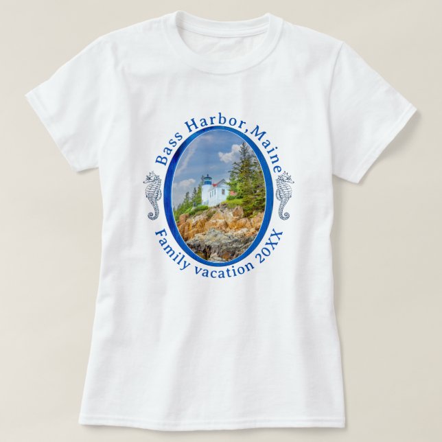 Camiseta Bass Harbour Maine Family Vacation con fecha (Diseño del anverso)