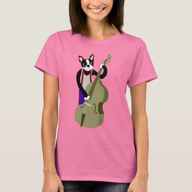 Camiseta Bass Player Boston Terrier (Anverso)