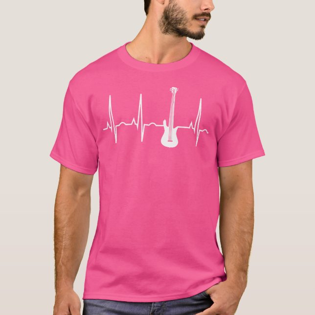 Camiseta Bass Player Shirt - Bass Guitar Player Heartbeat (Anverso)