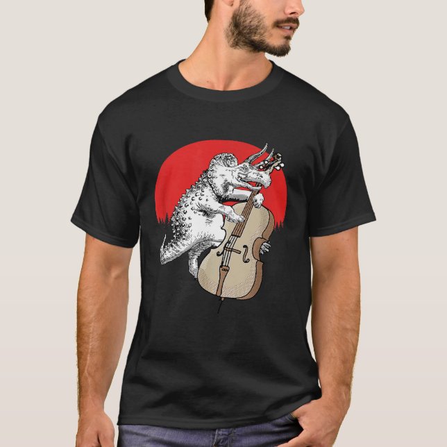 Camiseta Bassasaurus Triceratops Dinosaur Stand Doble (Anverso)