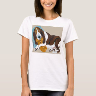 Camiseta Basset Dormido con Oso de Peluche