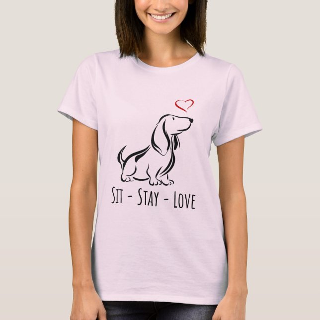 Camiseta Basset Hound Ama-Siéntate-Queda (Anverso)