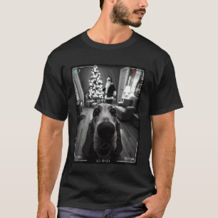 Camiseta Basset Hound atrapa a Santa en cámara Navidad
