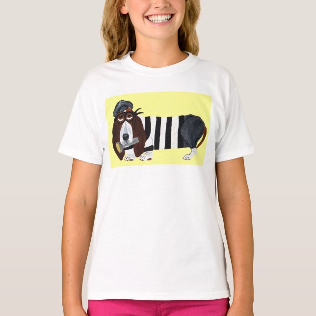 Camiseta Basset Hound Burglar (Anverso)