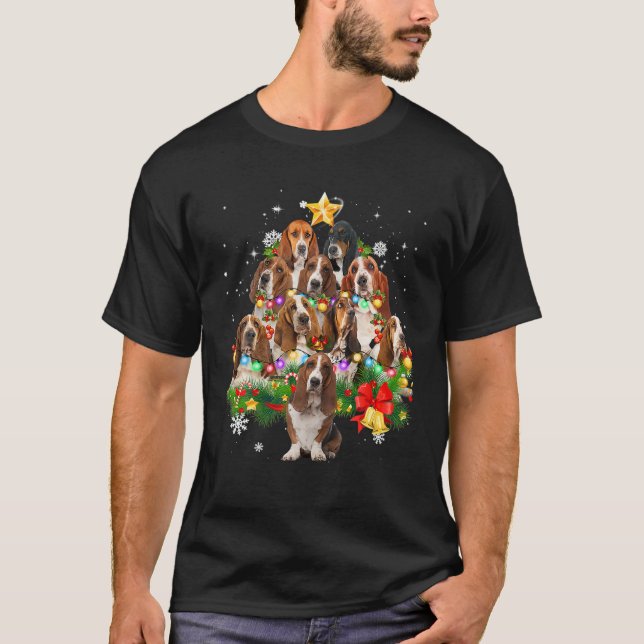 Camiseta Basset Hound Christmas Tree X-Mas Decorations Funn (Anverso)
