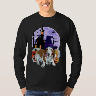 Camiseta Basset Hound Dog Halloween Witch Pumpkin