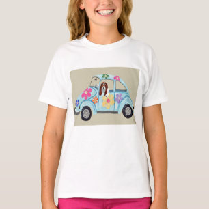 Camiseta Basset Hound en Coche Hippie