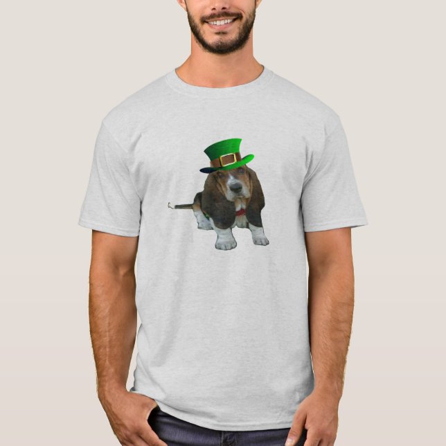 Camiseta Basset Hound Feliz St. Patrick's (Anverso)