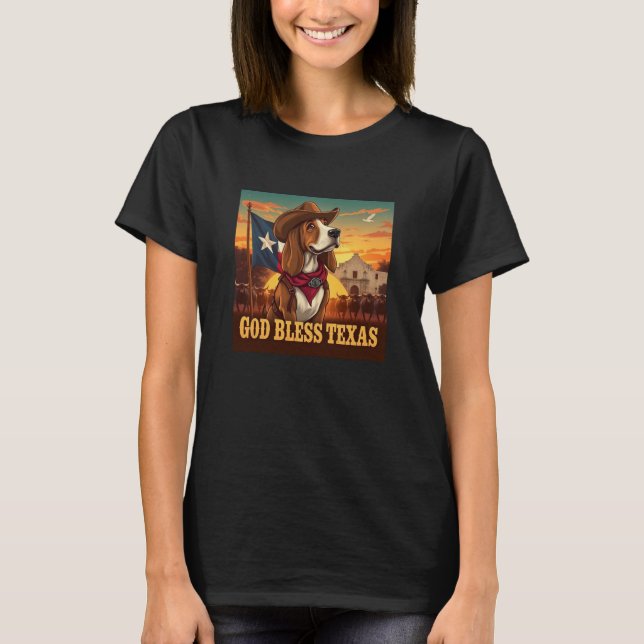 Camiseta Basset Hound God Bless Texas (Anverso)