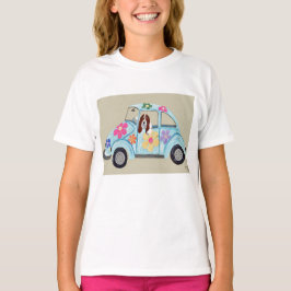 Camiseta Basset Hound in Hippie Car