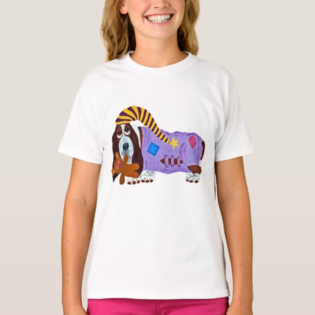 Camiseta Basset Hound in PJs with teddy bear (Anverso)