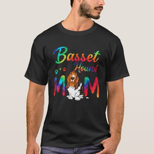 Camiseta Basset Hound Mom Tie Dye Dog Mom Mothers Day (Anverso)