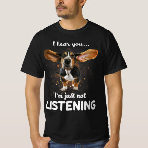 Camiseta basset hound oigo que no estás escuchando el diseñ