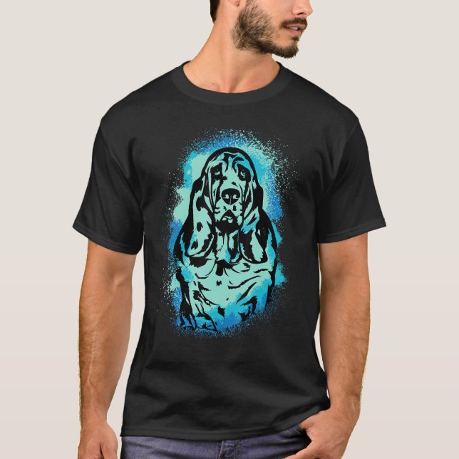 Camiseta Basset Hound Paint Blue Design Dog Mom Dad (Anverso)