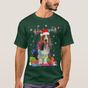 Camiseta Basset Hound Reindeer Christmas Lights Funny Dog X