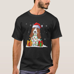 Camiseta Basset Hound Santa Christmas Tree Enfoca Navidad P