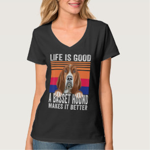 Camiseta Basset Hounds Hace Tu Vida Buena Vintage