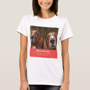 Camiseta Basset Hounds permanece en casa