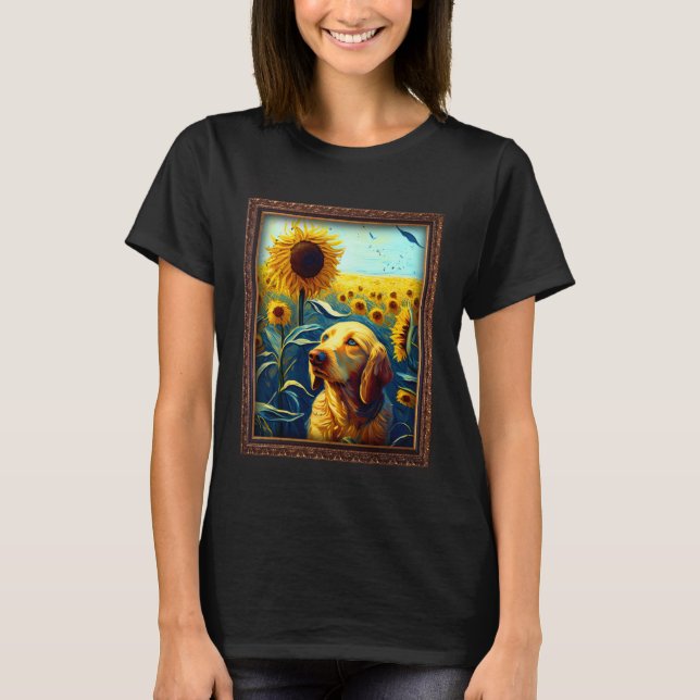 Camiseta Basset Retriever Painting Sunflower Flower Mom Wom (Anverso)