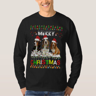 Camiseta Bassett Hound Christmas Tree Light Pajama Xmas Dog