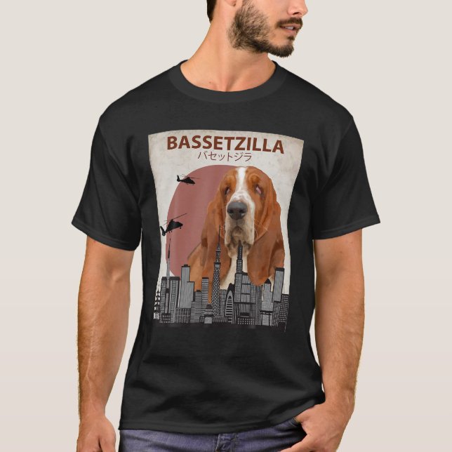 Camiseta Bassetzilla Funny Basset Hound T Shirt Regalo por  (Anverso)