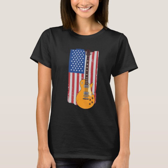 Camiseta Bassis Patriótica Estadounidense Guitarista de Ban (Anverso)