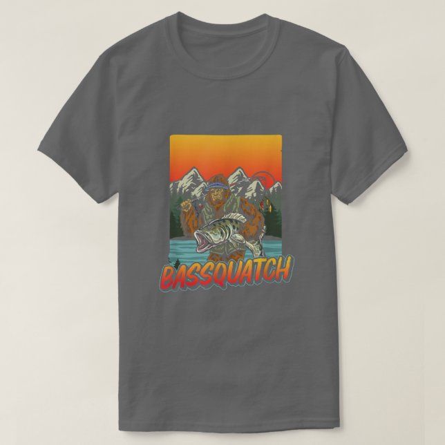 Camiseta Bassquatch Funny Bass Fishing Sasquatch Retro 80s  (Diseño del anverso)