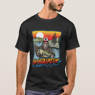 Camiseta Bassquatch Funny Bass Fishing Sasquatch Retro 80s 