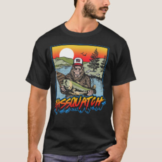 Camiseta Bassquatch Funny Bass Pescador Sasquatch Retro 80 