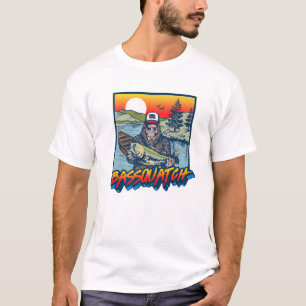 Camiseta ¡Bassquatch! Graciosa Pesca De Bass Sasquatch Ret