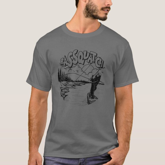 Camiseta ¡Bassquatch! Graciosa Pesca De Pie Grande En El La (Anverso)