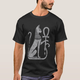 Camiseta Bastet gata diosa egipcia antigua ankh distorsiona