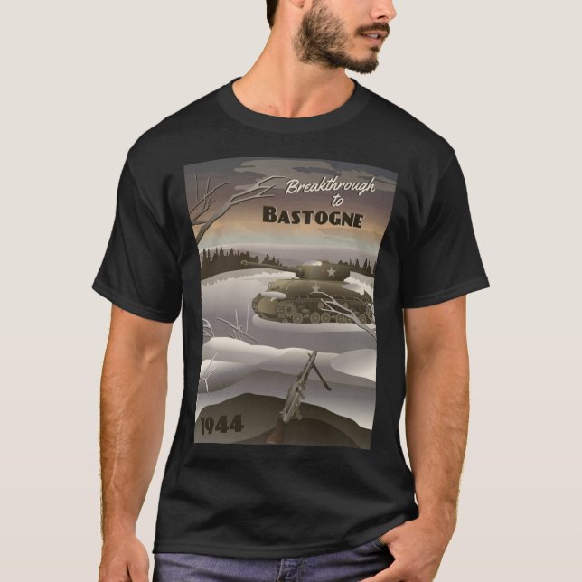 Camiseta Bastogne 1944 - Battle of the Bulge Travel Poster  (Anverso)