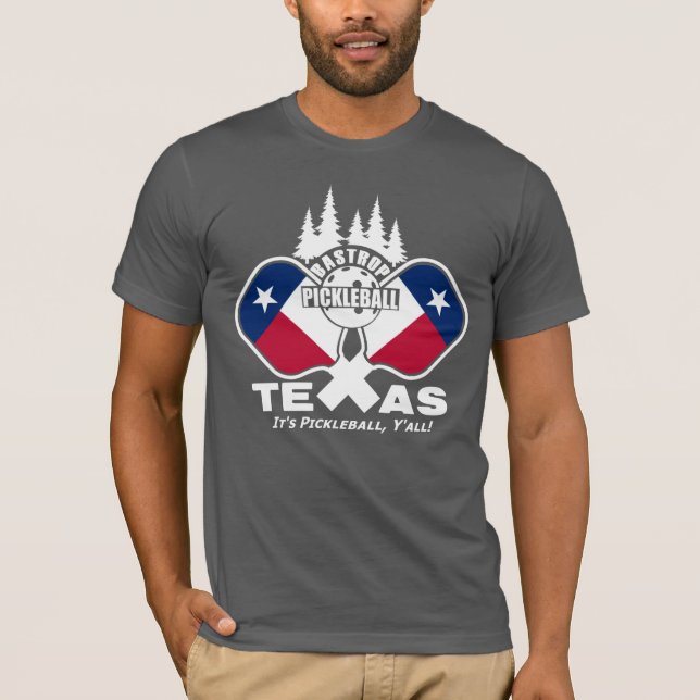 Camiseta Bastrop Pickleball, Texas (camisetas oscuros) T-Sh (Anverso)