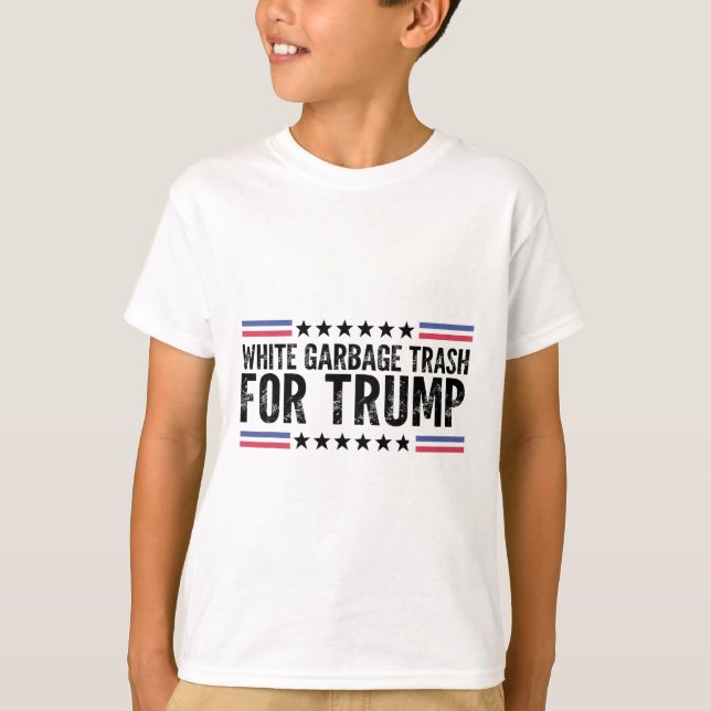 Camiseta Basura blanca para Trump vota por Presi (Anverso)