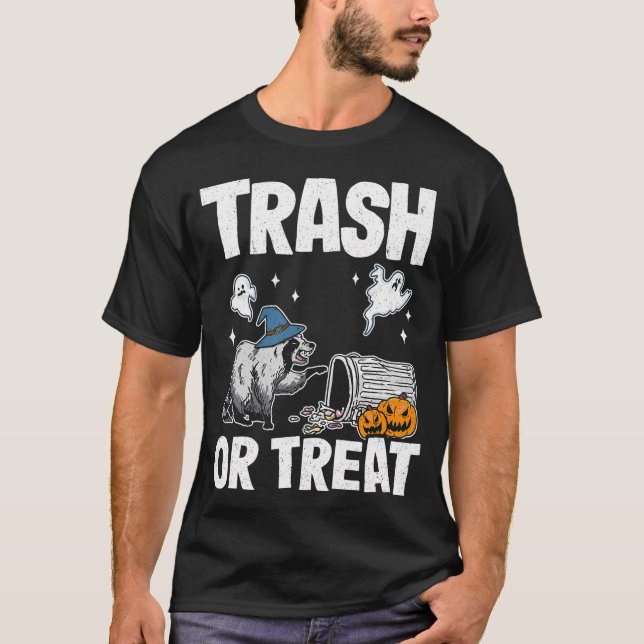 Camiseta Basura O Tratamiento Racoon Raccoon Halloween (Anverso)