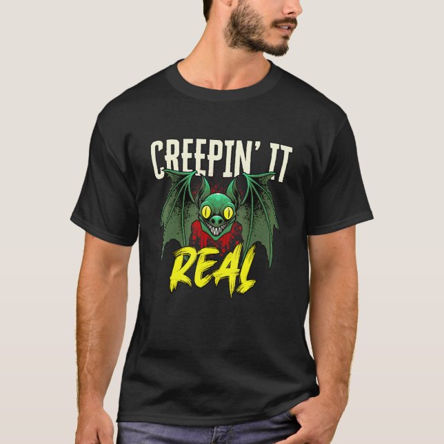 Camiseta Bat Creepin It Real Creeping Mirando Bat Mammal Ba (Anverso)