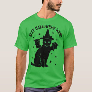 Camiseta Bat de bruja de gato negro retro lindo mantiene la