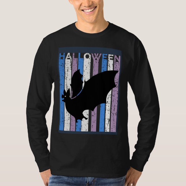 Camiseta Bat Halloween Costume Girls womens Kids Blue Purpl (Anverso)