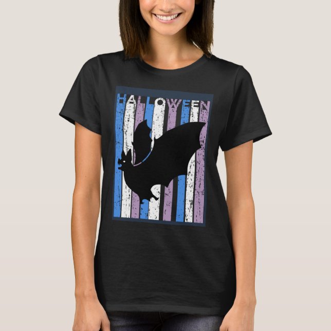 Camiseta Bat Halloween Costume Girls womens Kids Blue Purpl (Anverso)