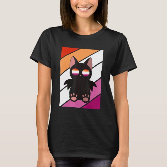 Camiseta Bat With Pride Lesbian Flag LGBTQ Proud Ally Pride (Anverso)