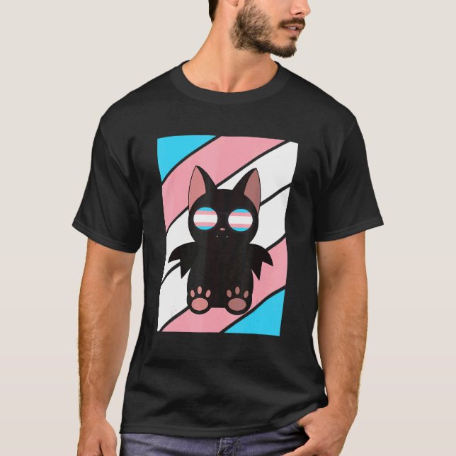 Camiseta Bat With Pride Transgender Flag LGBTQ Proud Ally P (Anverso)