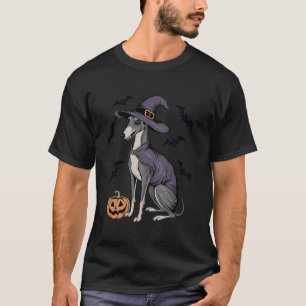 Camiseta Bata de calabaza Trato de bruja Perro Greyhound Ha
