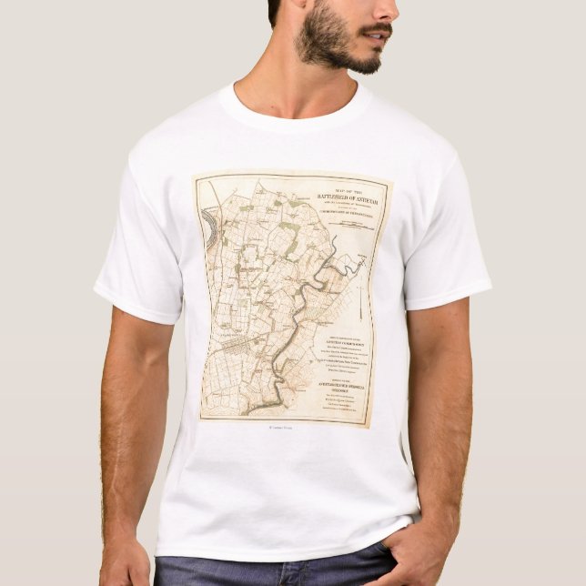 Camiseta Batalla de Antietam - mapa panorámico de la guerra (Anverso)