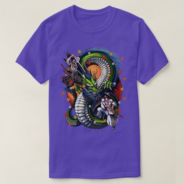Camiseta Batalla de Dragon Samurai Japonés (Diseño del anverso)