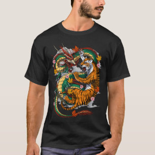 Camiseta Batalla de dragón y tigre japonés