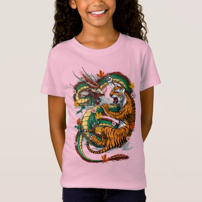 Camiseta Batalla de los tigres dragones japoneses (Anverso)